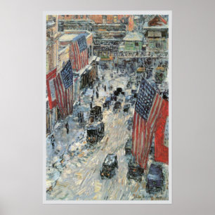 Affiches Drapeaux sur la 57e rue par Frederick Childe Hassa