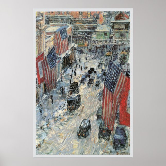 Affiches Drapeaux sur la 57e rue par Frederick Childe Hassa (Devant)