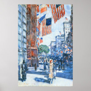 Affiches Drapeaux sur la Cinquième Avenue de Childe Hassam,