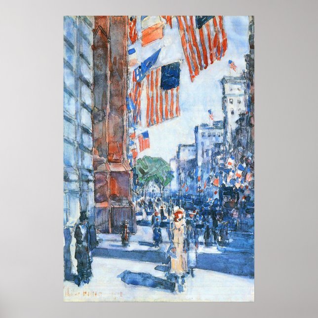 Affiches Drapeaux sur la Cinquième Avenue de Childe Hassam, (Devant)