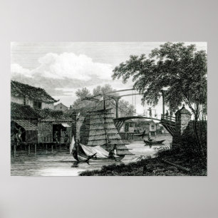 Affiches Drawbridge à Malacca, gravée par George Cooke