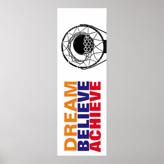 Affiches Dream Believe Achieve Basketball Pop Art Style (Devant)