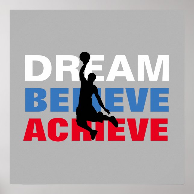 Affiches Dream Believe Atteindre Basketball Inspirational (Devant)