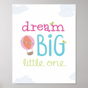 Affiches Dream Big Little One Hot Air Balloon Nursery Art