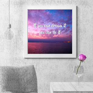 Affiches Dream It Do It Citation Violet Ocean Sunset Photo