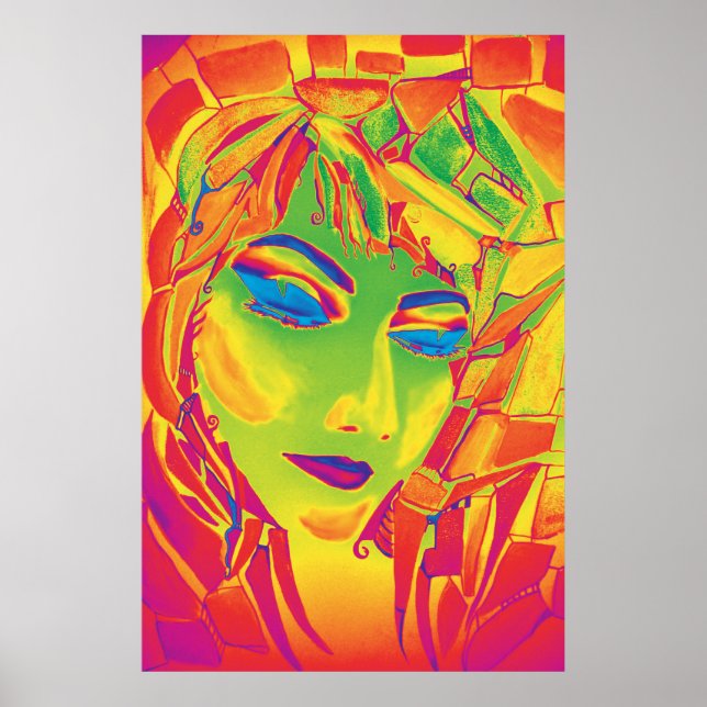 Affiches Dreamy Psychedelic Utopian Girl (Devant)