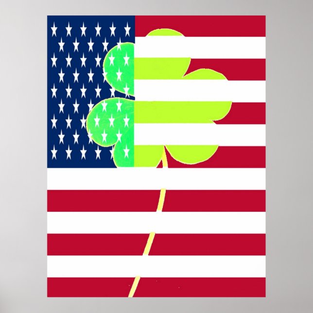 Affiches Drôle amusant St Patrick USA Irlande Shamrock Clov (Devant)