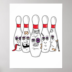 Affiches Drôle Beat Up Bowling Pins