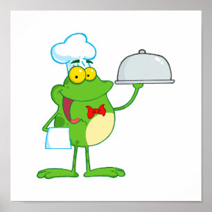 Affiches drôle cuisinier cuisinier grenouille fourré servan