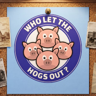 Affiches Drôle de caricature de cochons avec le jeu de mots
