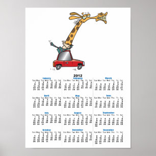 Affiches drôle de girafe stupide dans une voiture de transp