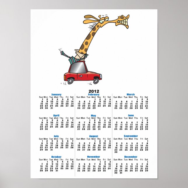 Affiches drôle de girafe stupide dans une voiture de transp (Devant)
