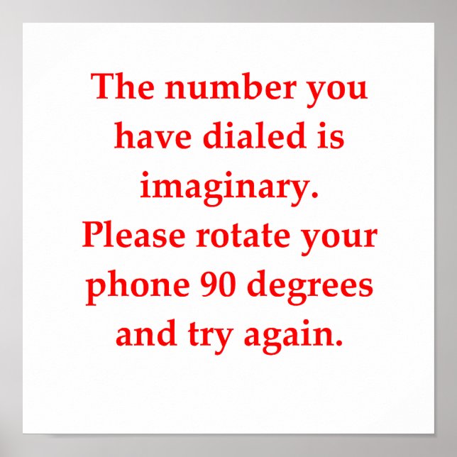 Affiches drôle de plaisanterie mathématique (Devant)