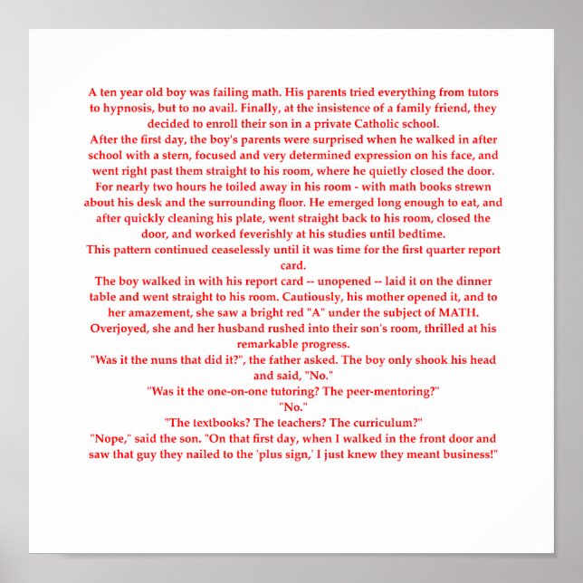 Affiches drôle de plaisanterie mathématique (Devant)