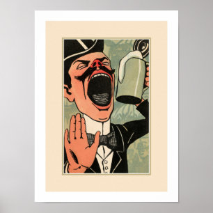 Affiches Drôle grande bouche bière vintage boisson dessin a