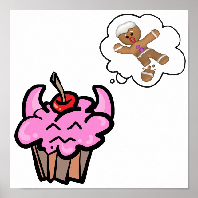 Affiches Drôle Malin Cookie Killer Cupcake (Devant)