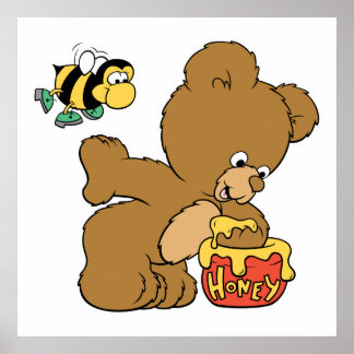 Affiches Drôle Ours Sneaking Honey