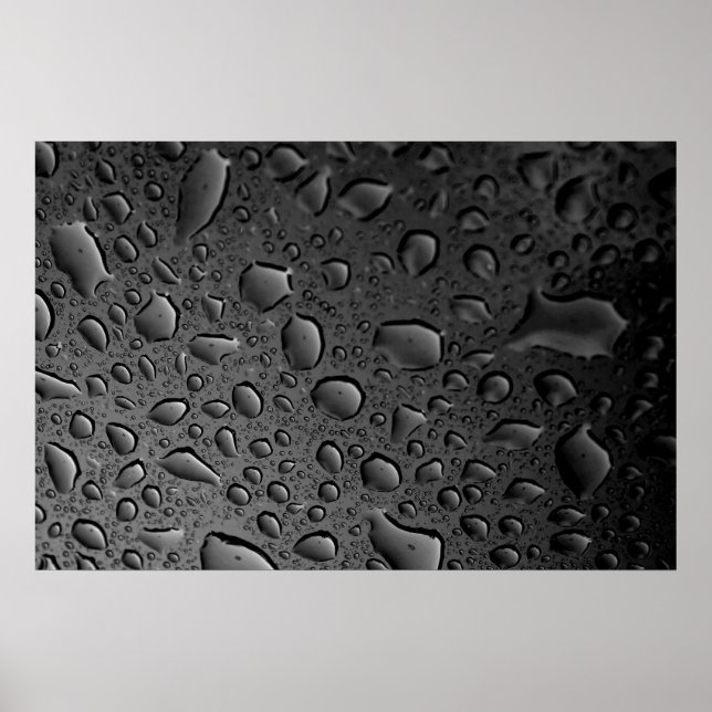Affiches Droplets d'eau noire foncée Conception textuelle (Devant)