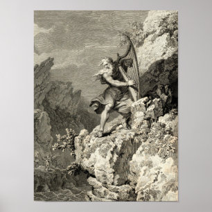 Affiches Druide gallois jouant de la harpe