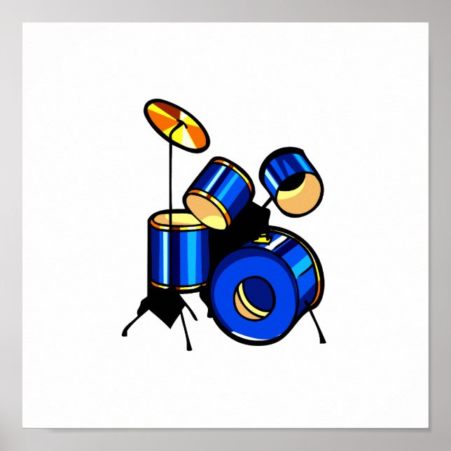 Affiches Drumset Graphic Bleu version piège image ensemble (Devant)