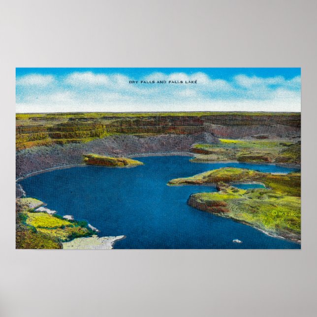 Affiches Dry Falls and Falls Lake, barrage Grand Coulee (Devant)