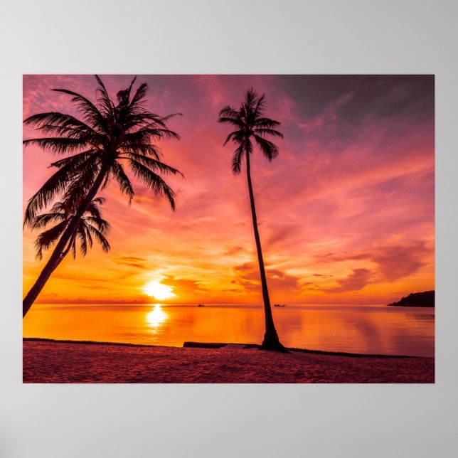 Affiches du coucher de soleil sur la plage (Devant)