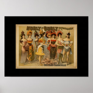 Affiches du Théâtre vintage Hurly Burly Vaudevilli