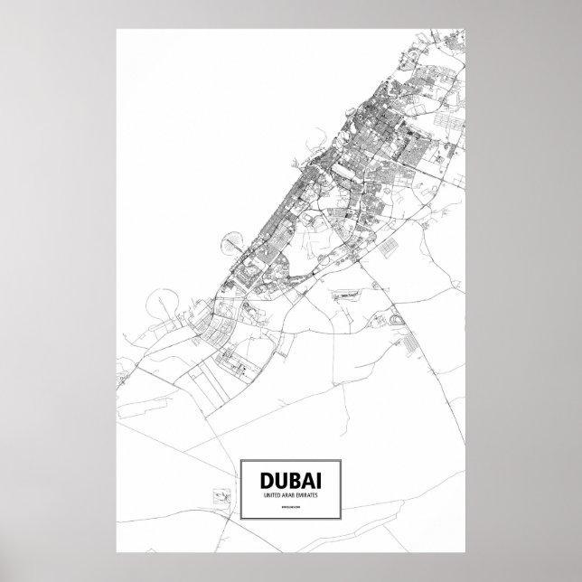 Affiches Dubaï, Émirats arabes unis (noir sur blanc) (Devant)