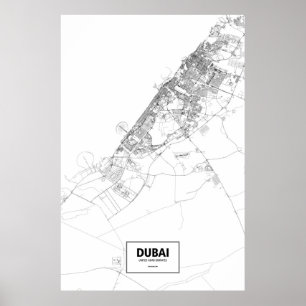 Affiches Dubaï, Émirats arabes unis (noir sur blanc)