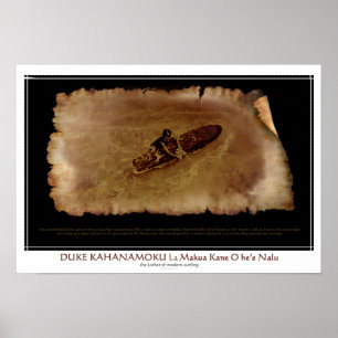 Affiches Duke Kahanamoku Surf à 15 ans. ancien dans le Waik