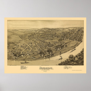 Affiches Duquesne, PA Carte panoramique - 1897