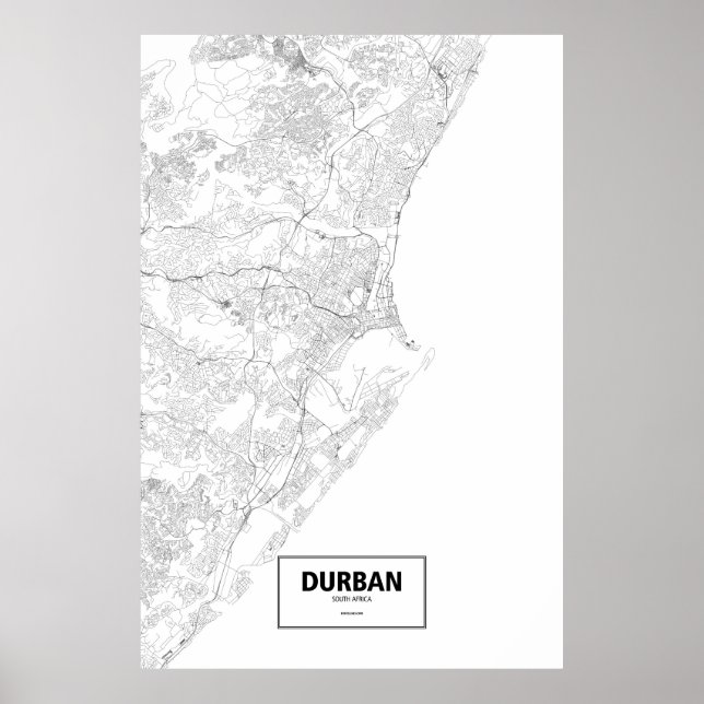 Affiches Durban, South Africa (black on white) (Devant)