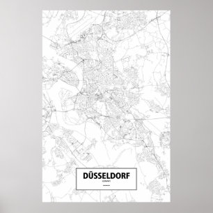 Affiches Dusseldorf, Allemagne (noir sur le blanc)