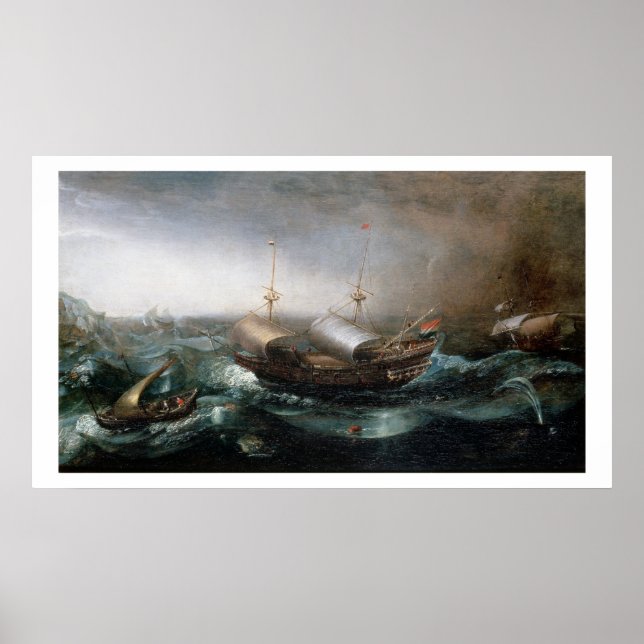 Affiches Dutch Merchant Vessels and a Smalschip Accompanied (Devant)