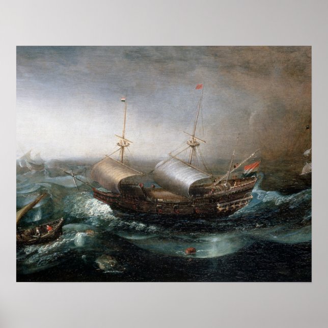 Affiches Dutch Merchant Vessels and a Smalschip Accompanied (Devant)