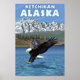 Affiches Eagle chauve plongeant - Ketchikan, Alaska