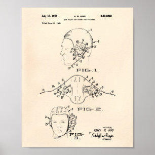 Affiches Ear Guard Water Polo 1969 Brevet Art Old Peper