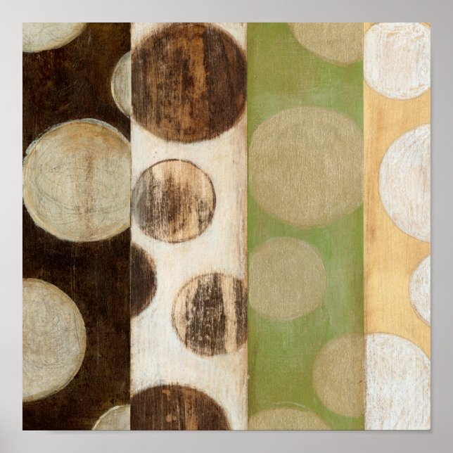 Affiches Earth Tone Wood Panel Painting with Circles (Devant)