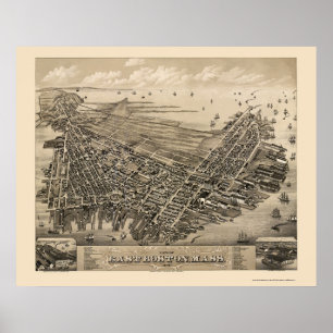 Affiches East Boston, MA Carte panoramique - 1879