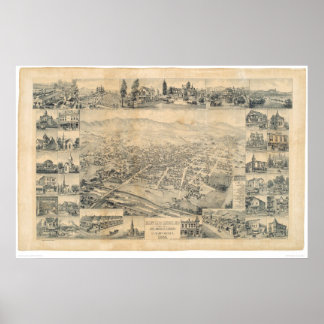 Affiches East Los Angeles, CA. Carte panoramique 1888 (0900