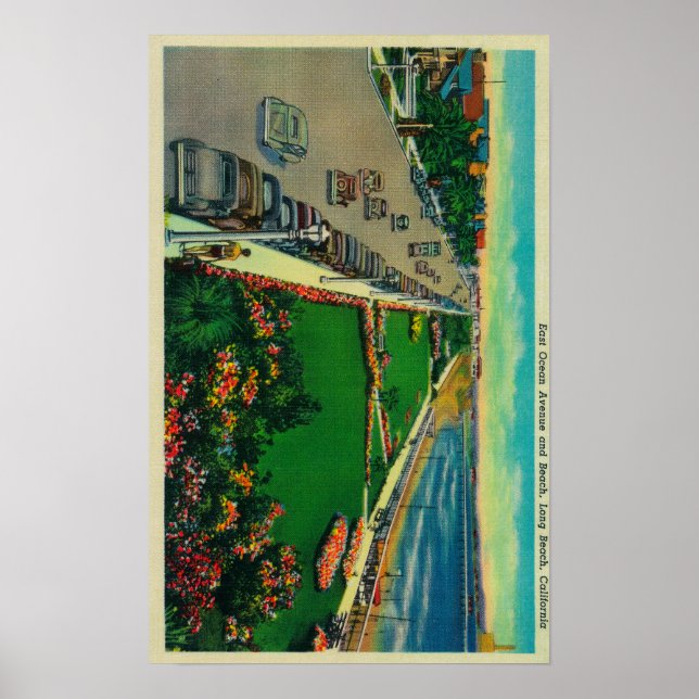 Affiches East Ocean Avenue et BeachLong Beach, CA (Devant)