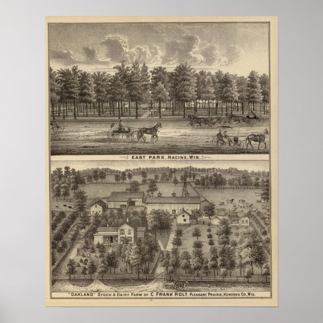 Affiches East Park, Racine et Oakland Farm (Devant)