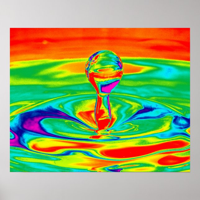 Affiches Eau gouttelette en couleurs psychédéliques Poster/ (Devant)