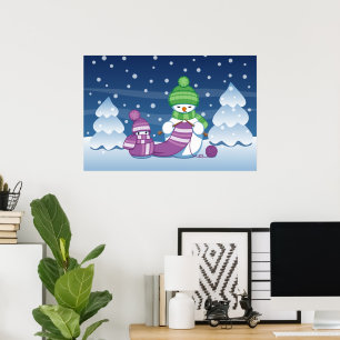 Affiches Écharpe Tricot Snowman