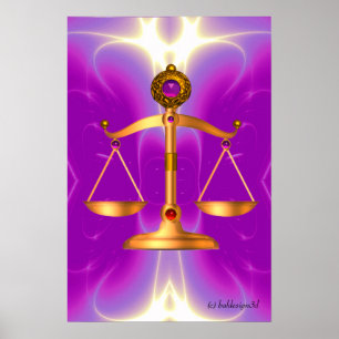 Affiches ÉCHELLES D'OR DE LOI AVEC PIERRES DE GEMME, Symbol