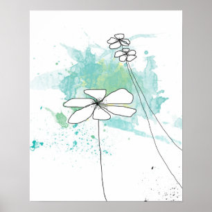 Affiches Éclaboussure-Affiche florale bleue