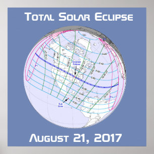 Affiches Éclipse solaire totale 2017 Trajectoire globale