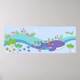 Affiches École des poissons nageant dans la ville