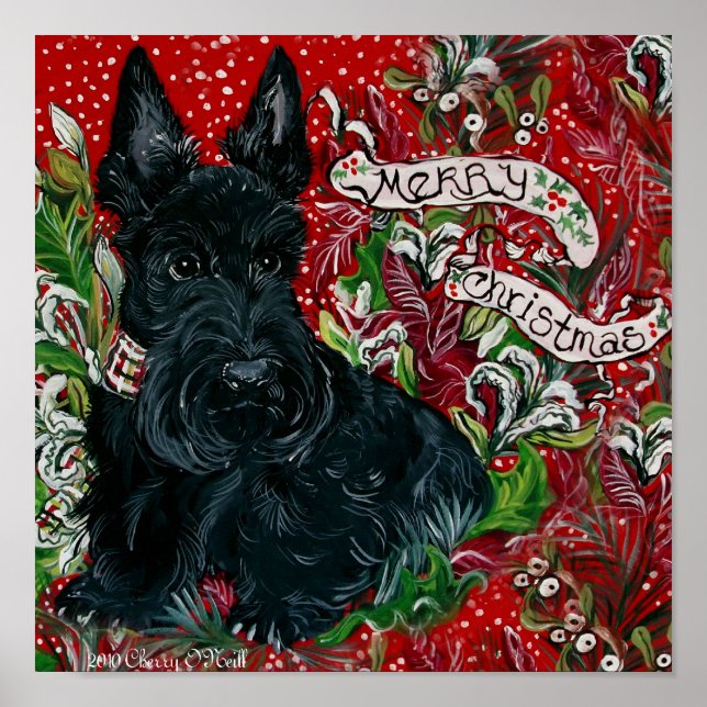 Affiches Écossais Terrier Xmas (Devant)