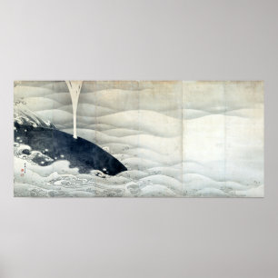 Affiches Écrans d'éléphant et de baleine par Ito Jakuchu